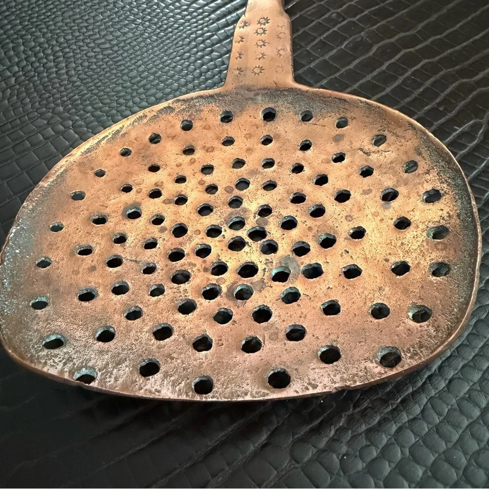 Vintage Copper Skimmer 21” Rustic Farmhouse Kitchen Decor